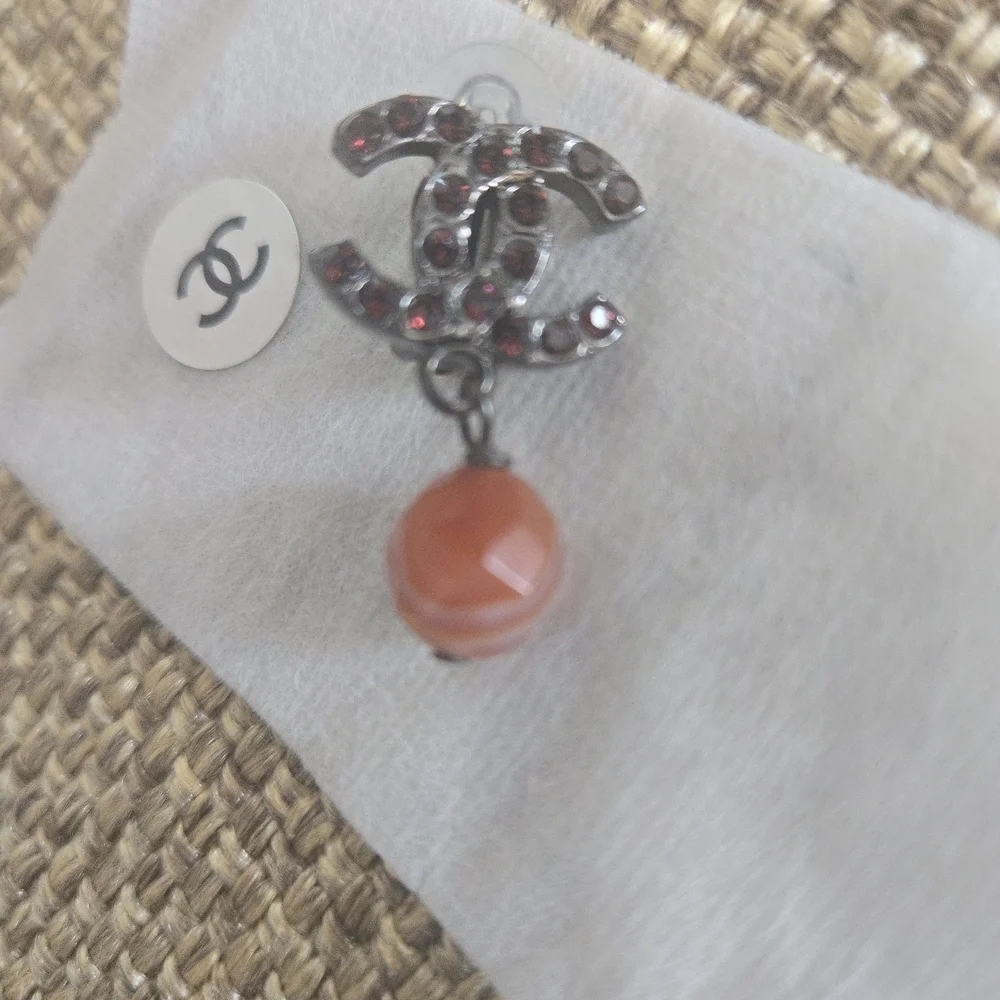 Chanel Red Crystal Earrings